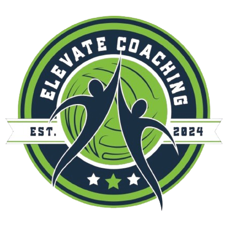 Elevate Coaching logo with two people lifting weights and a green circle in the center.