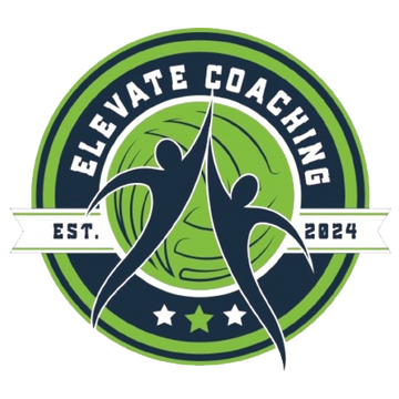 Elevate Coaching logo with two people lifting weights and a green circle in the center.